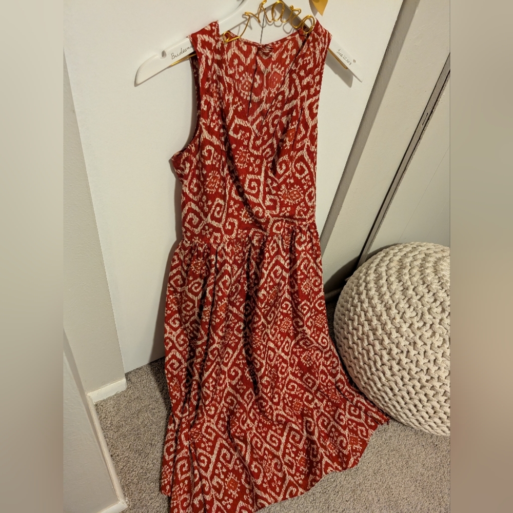 Silky Rust Red Patterned Maxi Dress